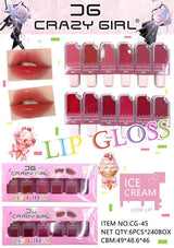Pack of 06 -  Crazy Girl Ice Cream Matte Lipgloss | Best Quality Lip Gloss Set For Girls &amp; Womens