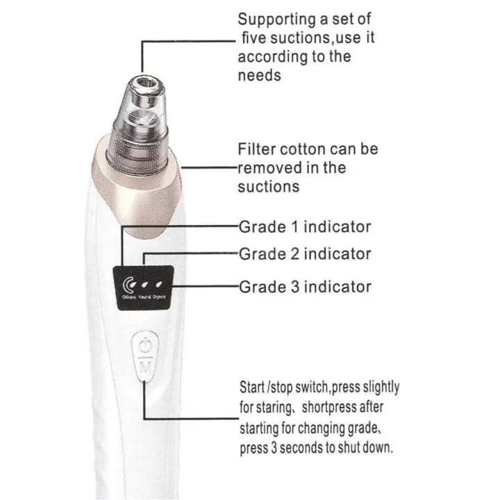 Face Vacuum Suction Blackhead Remover Pore Cleaner | Electric Deep Cleansing Tool for Nose &amp; Face