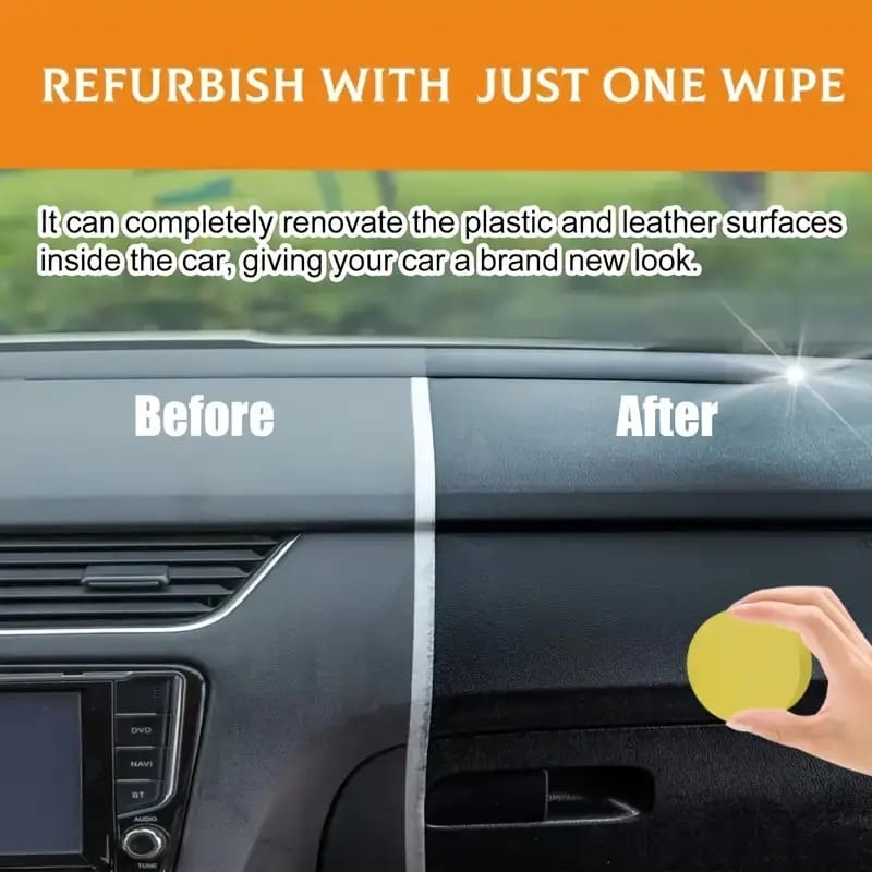 QIFENGHE Car Plastic Restorer - Auto Interior &amp; Panel Renewal Wax Coating Agent Car Wax Car Wax Polish 200gm + sponge