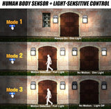 Solar Power Motion Sensor Human Body Induction LED Wall Light Waterproof Tungsten Filament Lamp Outdoor Garden Courtyard Light (Black)