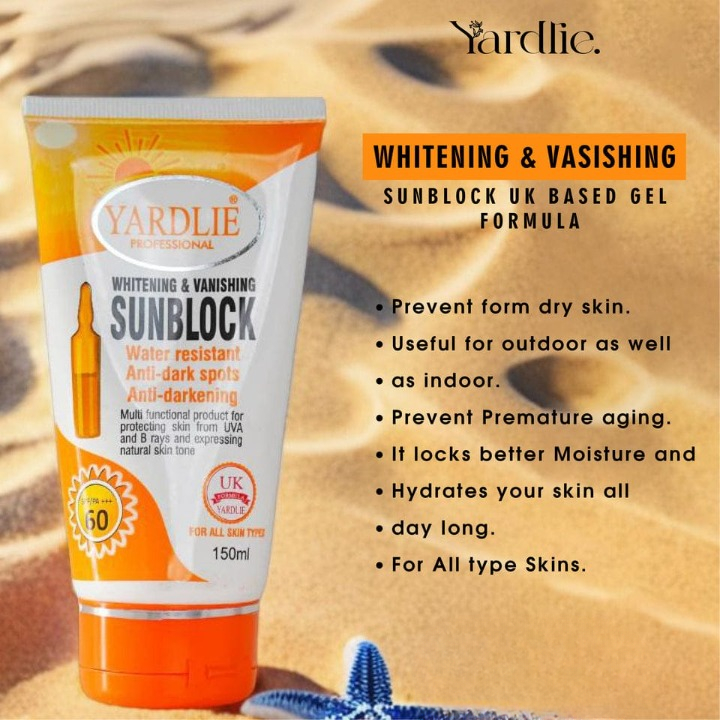 YARDLIE Professional - SPF - 60 WHITENING &amp; VANISHING SUNBLOCK 150ml