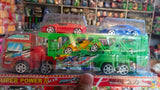 Double decker Trailer Truck | Car Carrier Truck with 4 Cars Included Toy for Kids (Random color)