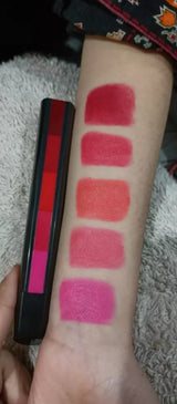 ( pack of 2 ) 5-in-1 Lipstick  | Five Shades In One| Long Lasting, Matte Finish|