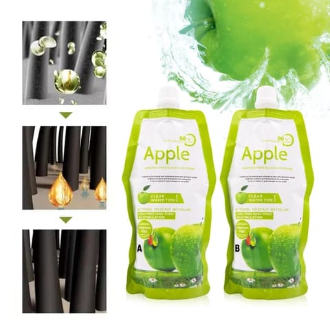 Apple Ammonia-Free Black Hair Cream, Organic Black Hair Dye- Natural Hair Color cream - Dark Brown, 1000 ML