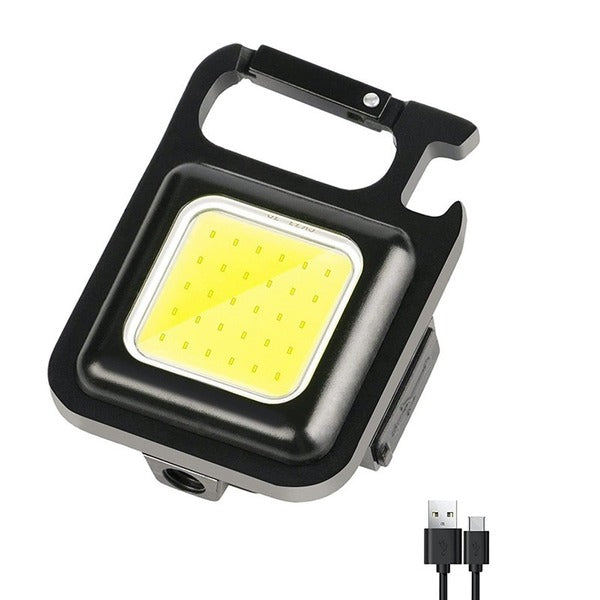 Rechargeable Key-Chain Mini Cob LED Flashlight | LED Flashlight Key-Chain With Bottle Opener ( Black Color )