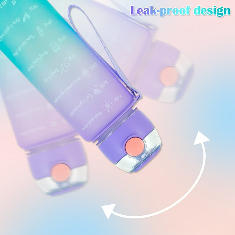 3 Pack Water Bottles with  2L Large Bottle 700MLPortable Bottle and 300ML Mini Bottle Motivational (random color)