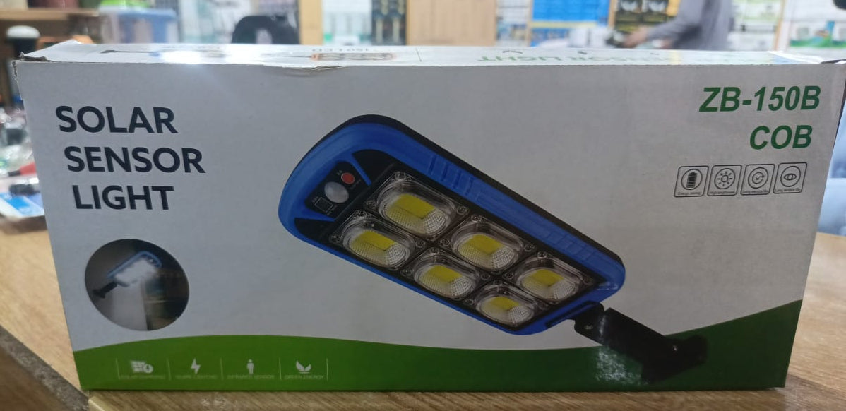 Solar Street COB Light With Sensor ZB-150B | Motion Sensor Security Streetlights for Parking Lot - Remote Control (Random color)