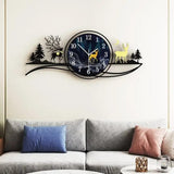 forest figure Deer  3d wood Wall clock blue jungle with light  Fancy Clocks for Bedroom and Drawing Room(with light)