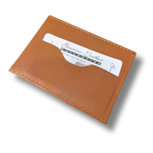 Slim Leather Card Case Wallet Minimalist Credit Card Holder Money Clip for Men &amp; Women - brown