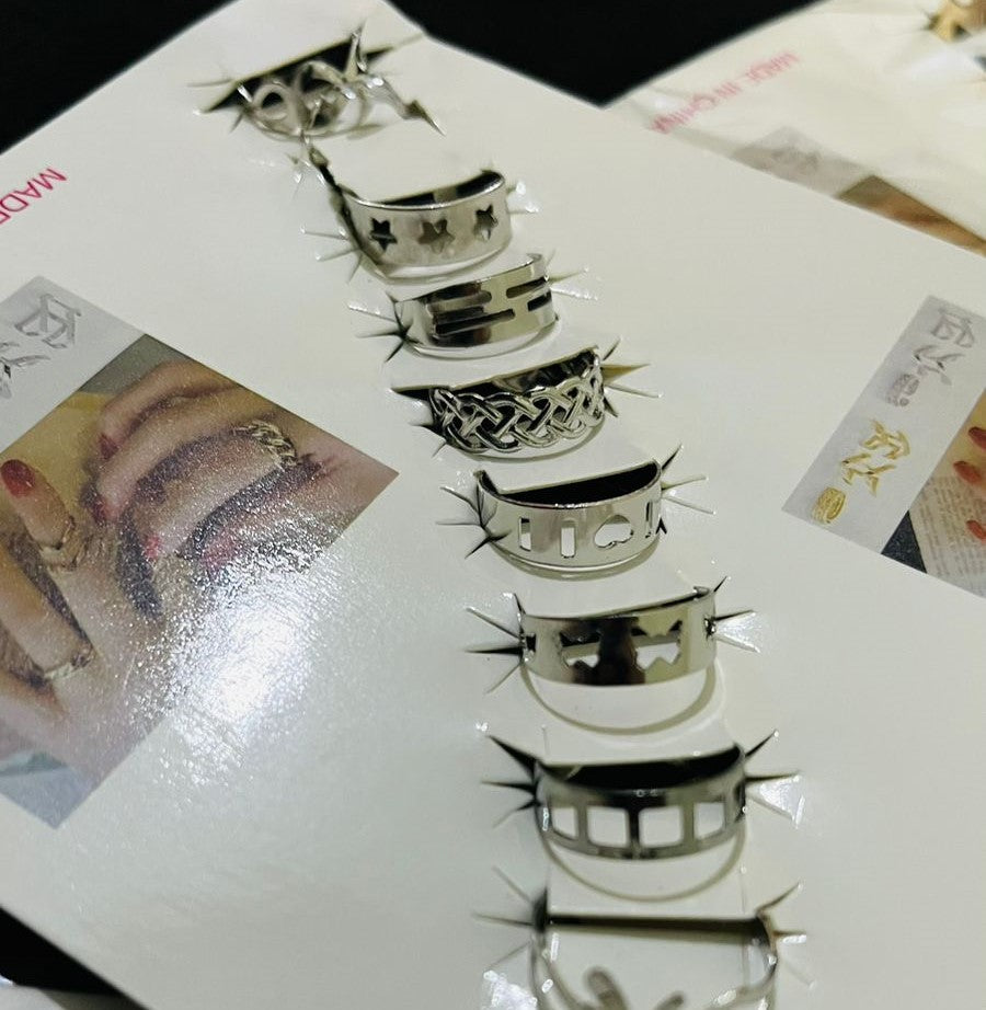 10 Pcs - Multi color ring set  Fashion Jewelry for girls &amp; women Gift - silver