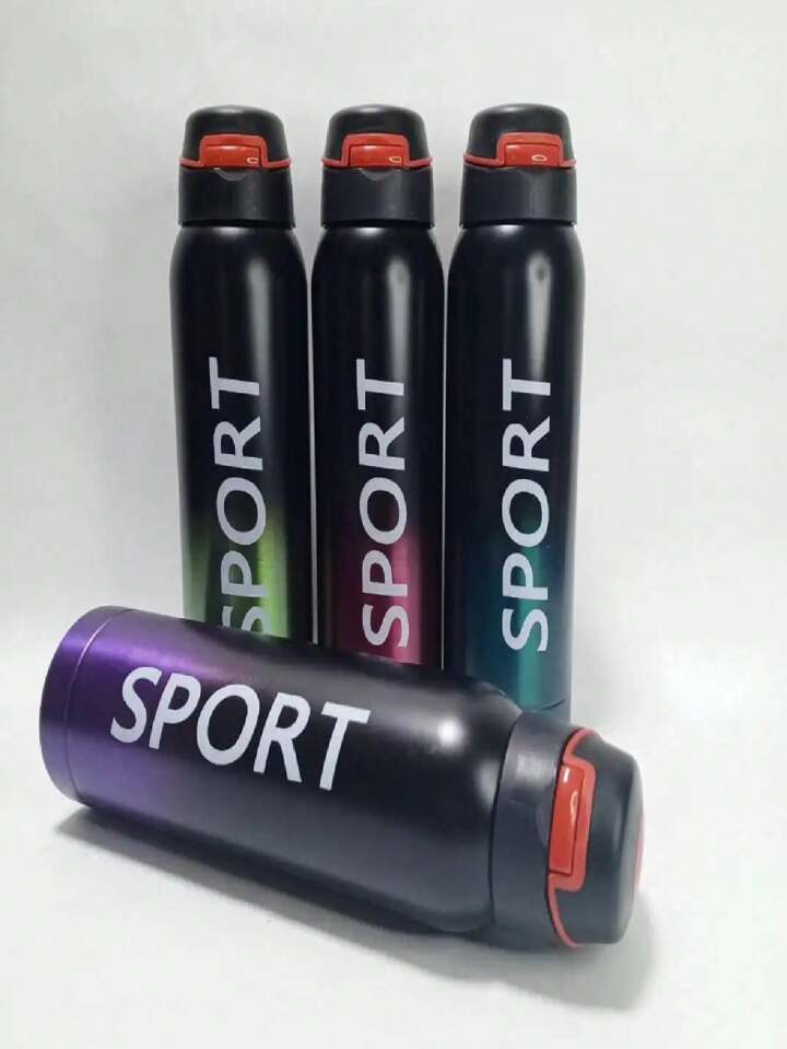 500ml Portable Sports Water Bottles Thermos With Straw (random color) - pink