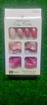 96 Pcs Fake Nails Without Glue Or Sticker Multicolor