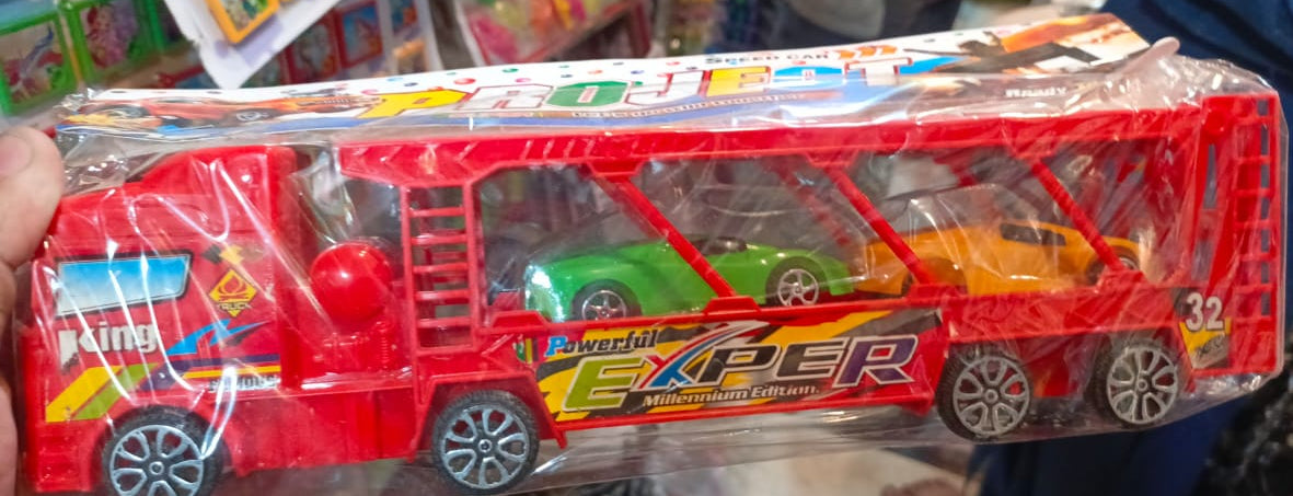 Car Carrier Long Toy Truck - Friction Powered Loader for Kids (random color)