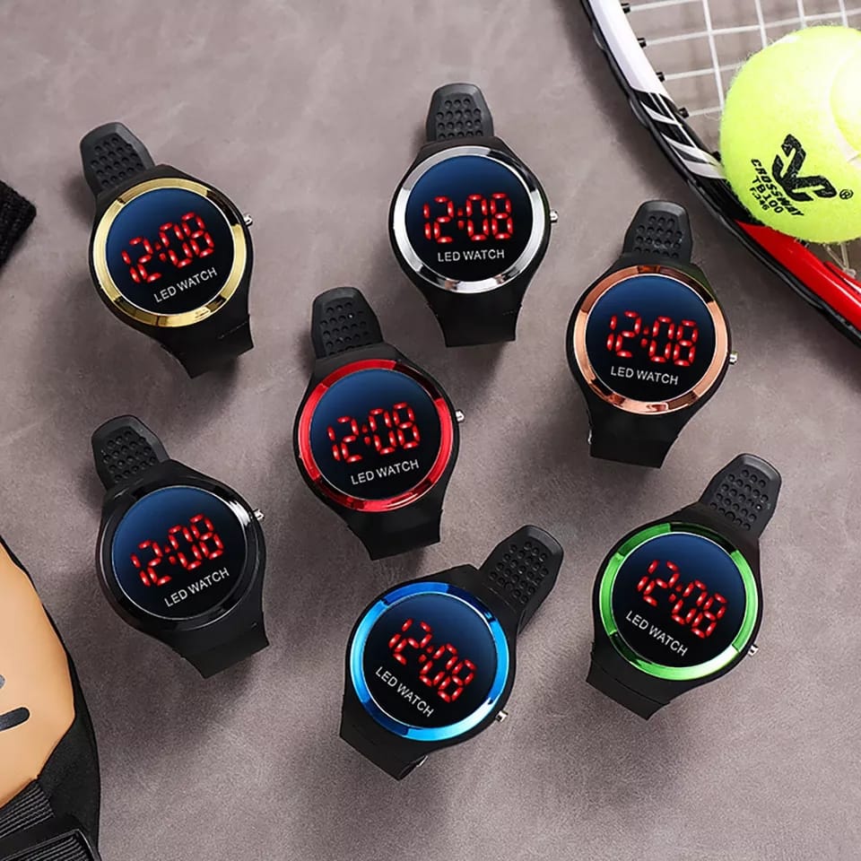 Digital LED Smart Round Shape Watch Round Colorful Ring LED Watch LED Digital Watch(Random color)