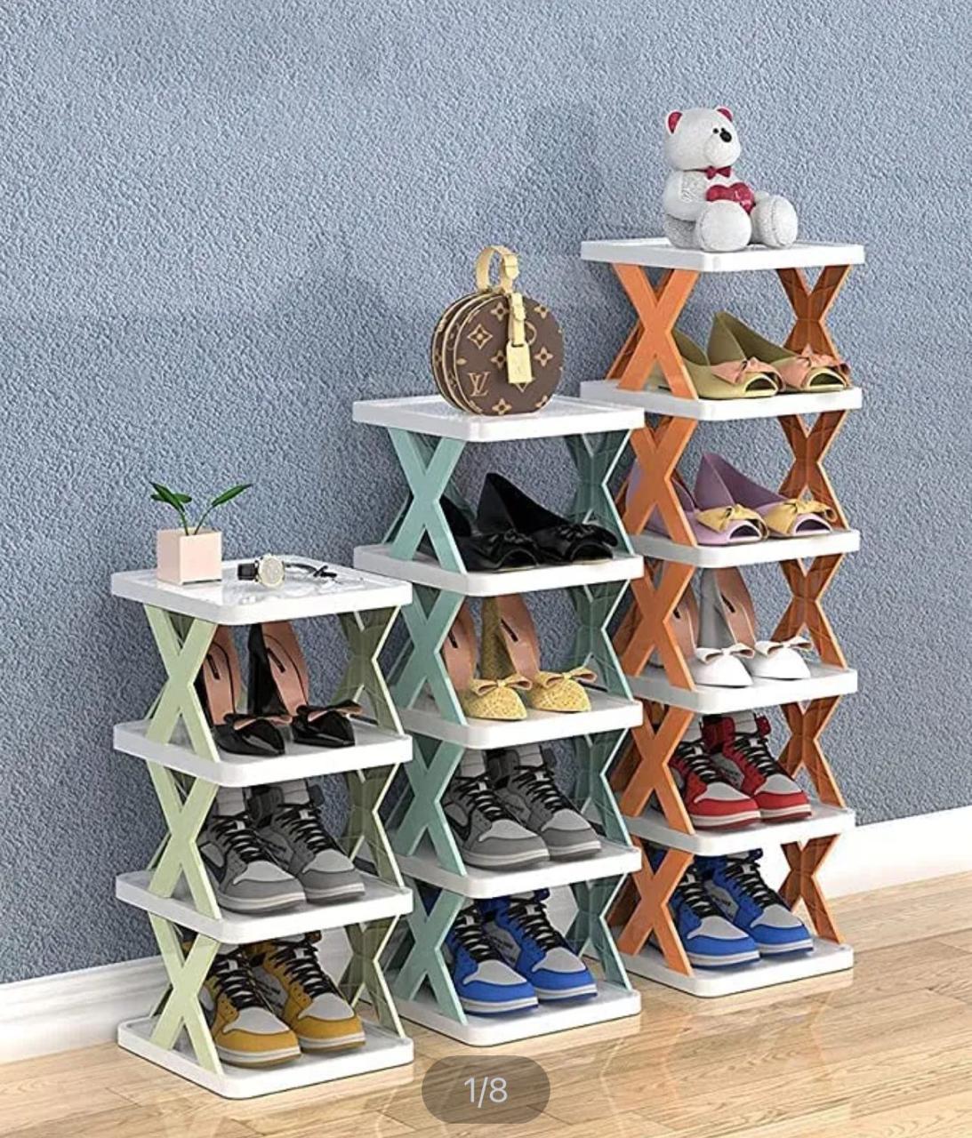New Arrival Stackable Shoe Rack – Multi-layer Plastic Shoe Organizer for Entryway | Space-Saving Storage Cabinet (4, 5, 6 Layers) - 4 Layers