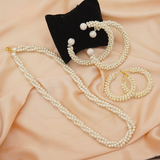Women Pearl Elegant Jewelry Set ,Kangan, Mala &amp; Earrings Pearl Set(white)