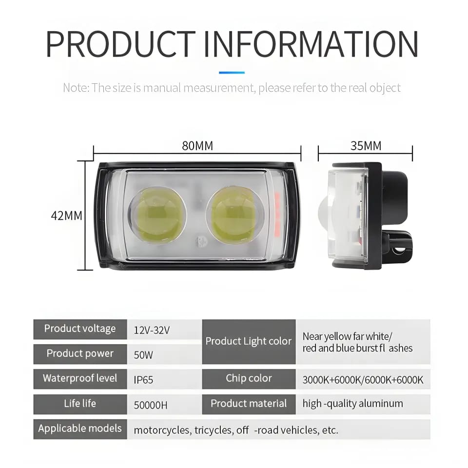 2 Lens Dolphin Projector LED Light for bikers and Cars (1 pc)