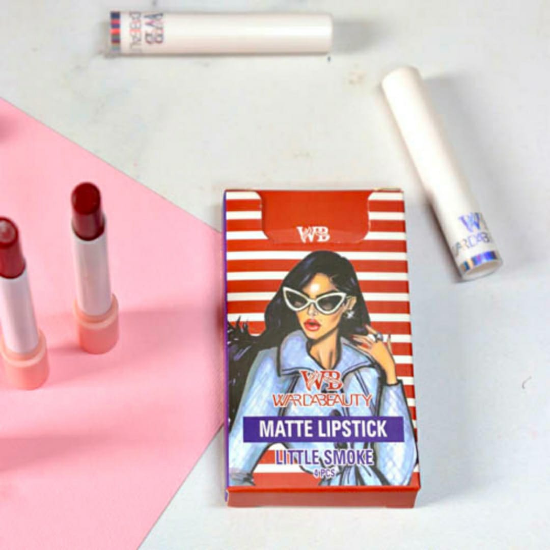 4 Pcs High Pigment Warda Beauty Little Smoke Mate Lipstick - Random Color