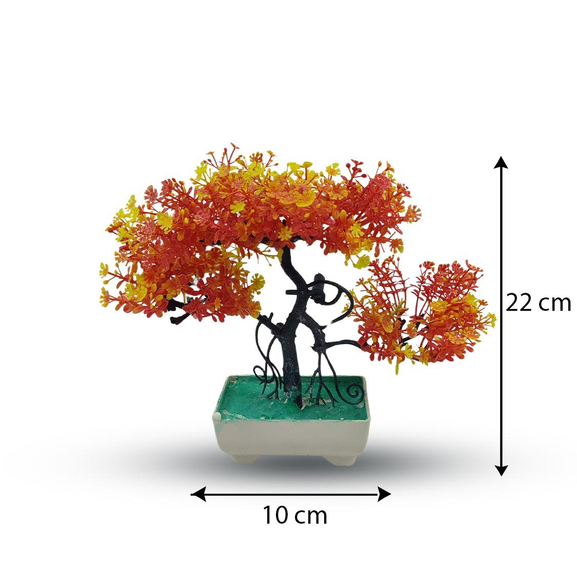 Orange Artificial Bonsai Tree ( 1 Piece )–    Bonsai Tree Room Decor for Home, Office &amp; Bedroom | Best Artificial Pot