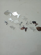 30 Pcs  Acrylic Fishes Mirror Wall Art Decor Fishes Mirror Stickers Decals for Kids Girls Bedroom Bathroom Playroom silver