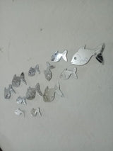 30 Pcs  Acrylic Fishes Mirror Wall Art Decor Fishes Mirror Stickers Decals for Kids Girls Bedroom Bathroom Playroom silver