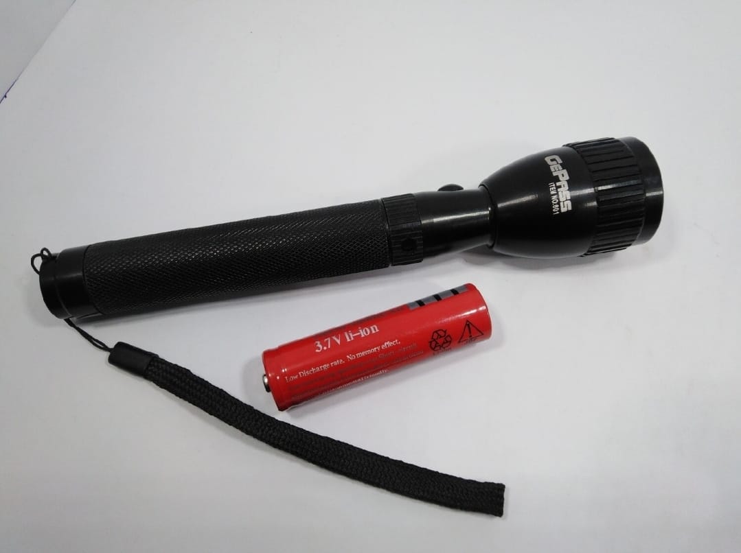 NEW EMERGENCY GePass Rechargeable LED Flashlight, 100,000 Hours of LED Life, Long Range Beam, CREE LED, Outdoor and Indoor Lights, Bright Light, Camping Torch | GeePas RL 601