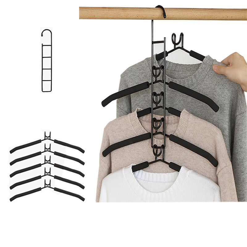 5 in 1 Hangers Space Saving, Heavy Duty Non-Slip Hangers with Padded Foam, Closet Organizer Multipurpose Hanger Organizer