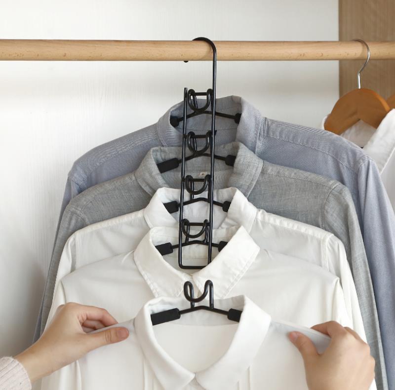 5 in 1 Hangers Space Saving, Heavy Duty Non-Slip Hangers with Padded Foam, Closet Organizer Multipurpose Hanger Organizer