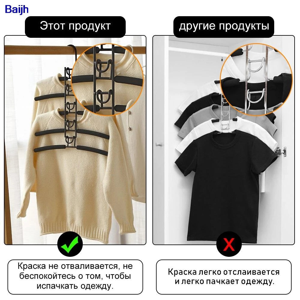 5 in 1 Hangers Space Saving, Heavy Duty Non-Slip Hangers with Padded Foam, Closet Organizer Multipurpose Hanger Organizer