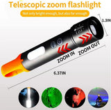 Rechargeable Tactical Flashlight High Lumens, Brightest Flashlights for Emergencies Camping COB Sidelight, Zoomable Multicolor Lenses Flashlight Hiking Hunting