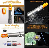 Rechargeable Tactical Flashlight High Lumens, Brightest Flashlights for Emergencies Camping COB Sidelight, Zoomable Multicolor Lenses Flashlight Hiking Hunting
