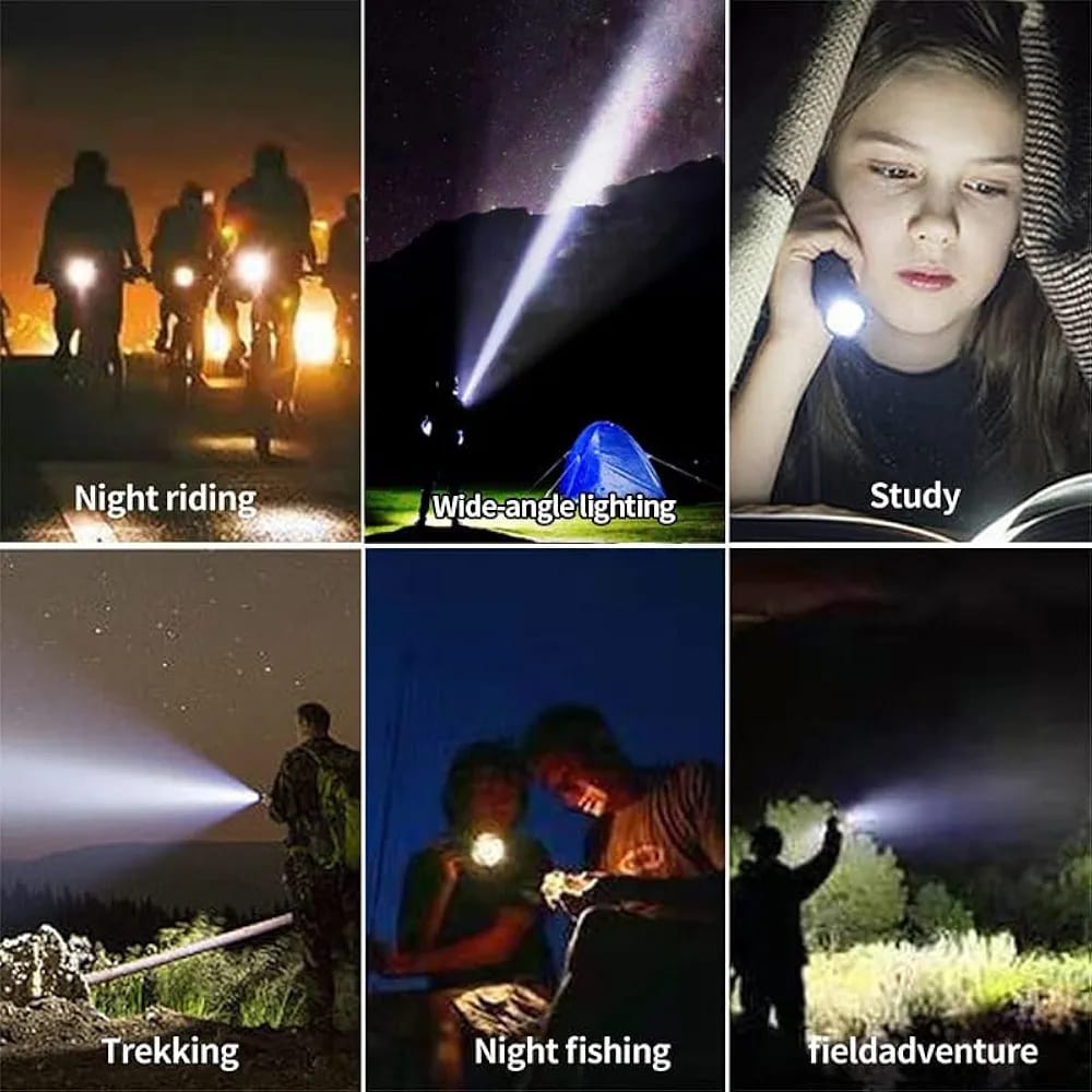 Rechargeable Tactical Flashlight High Lumens, Brightest Flashlights for Emergencies Camping COB Sidelight, Zoomable Multicolor Lenses Flashlight Hiking Hunting