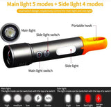 Rechargeable Tactical Flashlight High Lumens, Brightest Flashlights for Emergencies Camping COB Sidelight, Zoomable Multicolor Lenses Flashlight Hiking Hunting