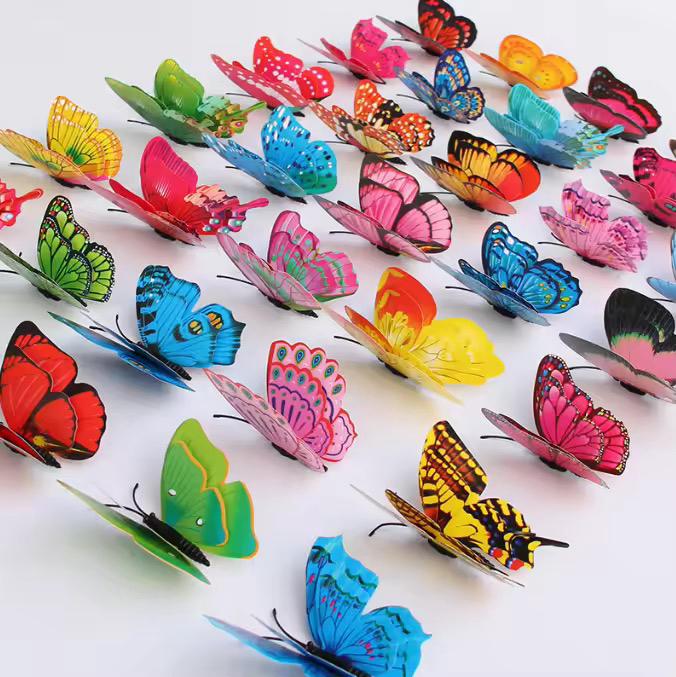 Pack of 6 3D Simulation Butterfly Fridge Magnet Decoration Craft buterfly magnets Butterfly Picks Ornaments Wall Decor (Random Design)