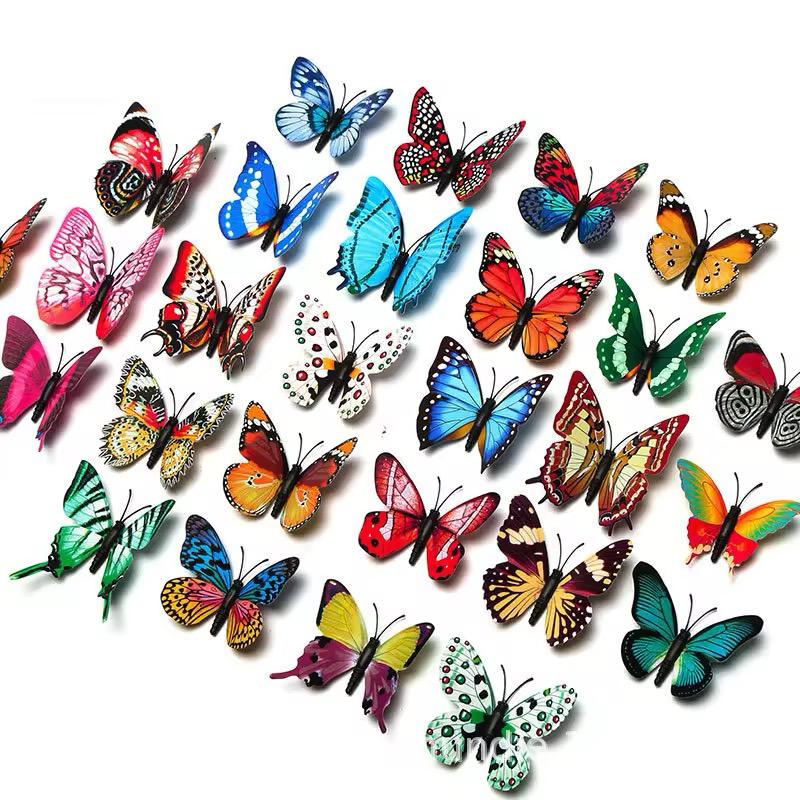 Pack of 6 3D Simulation Butterfly Fridge Magnet Decoration Craft buterfly magnets Butterfly Picks Ornaments Wall Decor (Random Design)