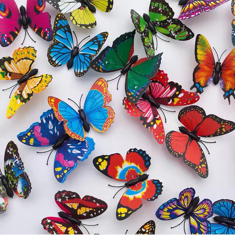 Pack of 6 3D Simulation Butterfly Fridge Magnet Decoration Craft buterfly magnets Butterfly Picks Ornaments Wall Decor (Random Design)