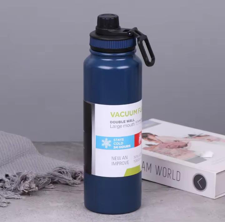 Vacuum Insulated Double Wall Stainless Steel Water Bottle/Sports Kettle Hot &amp; Cold, Leak &amp; Sweat Proof Thermos Flask 1000ml (Random Color)
