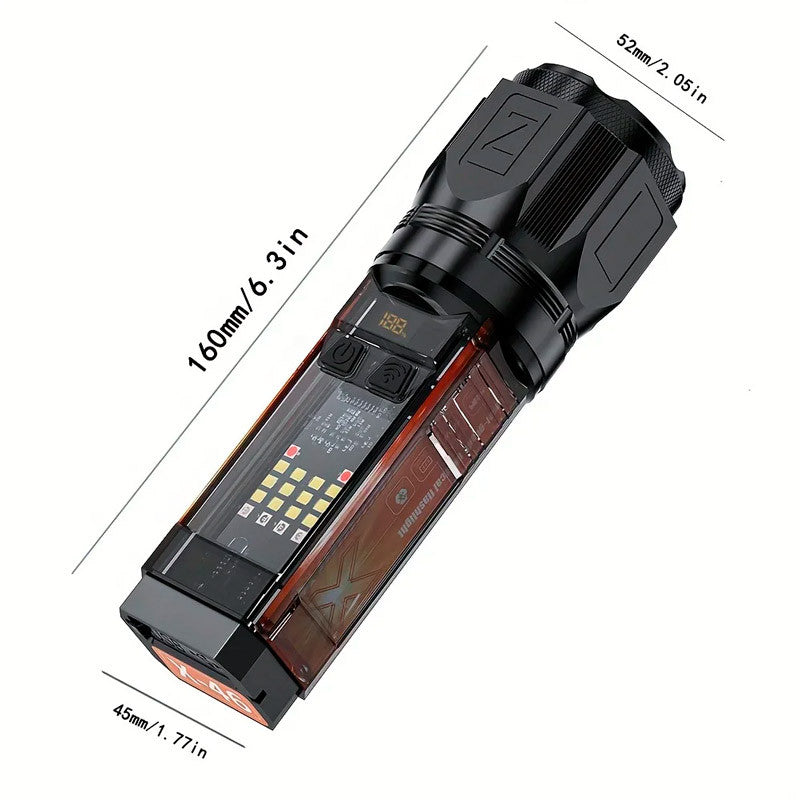 X-46 Multifunctional Flashlight – Telescopic Zoom, Type-C Charging, Power Bank &amp; Multiple Light Modes