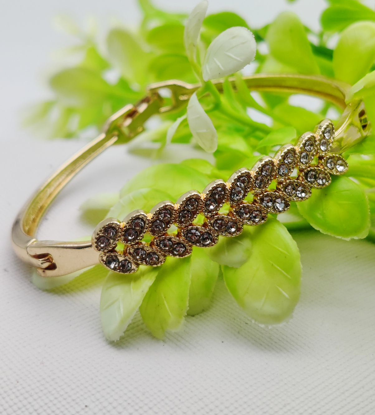 Imported Adjustable Leafy Crystal Bracelet – Elegance Redefined | Best Quality Artificial Bracelet For Girls &amp; Women | Bracelet For Every Occasion | Elegant Design