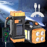 HB-2678 Solar LED Flashlight Portable USB Rechargeable Flashlight COB Torch Light Powerful Solar Light for Camping