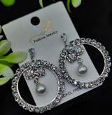 Imported Elegant Earrings  Starburst Pearl,Designs | Best Quality Earrings For Girls &amp; Women | Luxury Look Earrings ( Silver Color )
