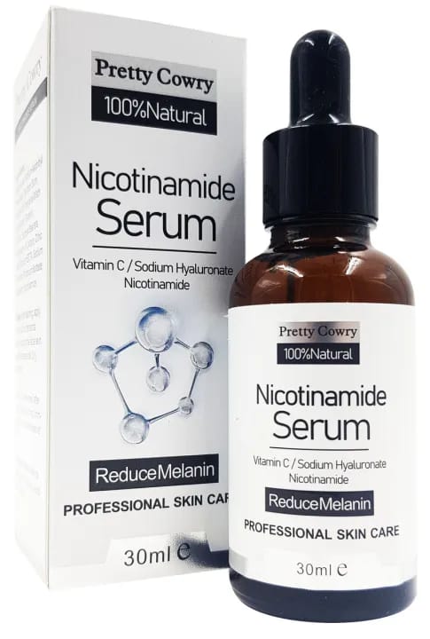 Pretty Cowry Nicotinamide Serum with Vitamin C | 30 ml Nicotinamide Face Serum for Anti-Wrinkles and Age, Even Skin, Against Blemishes and Stains