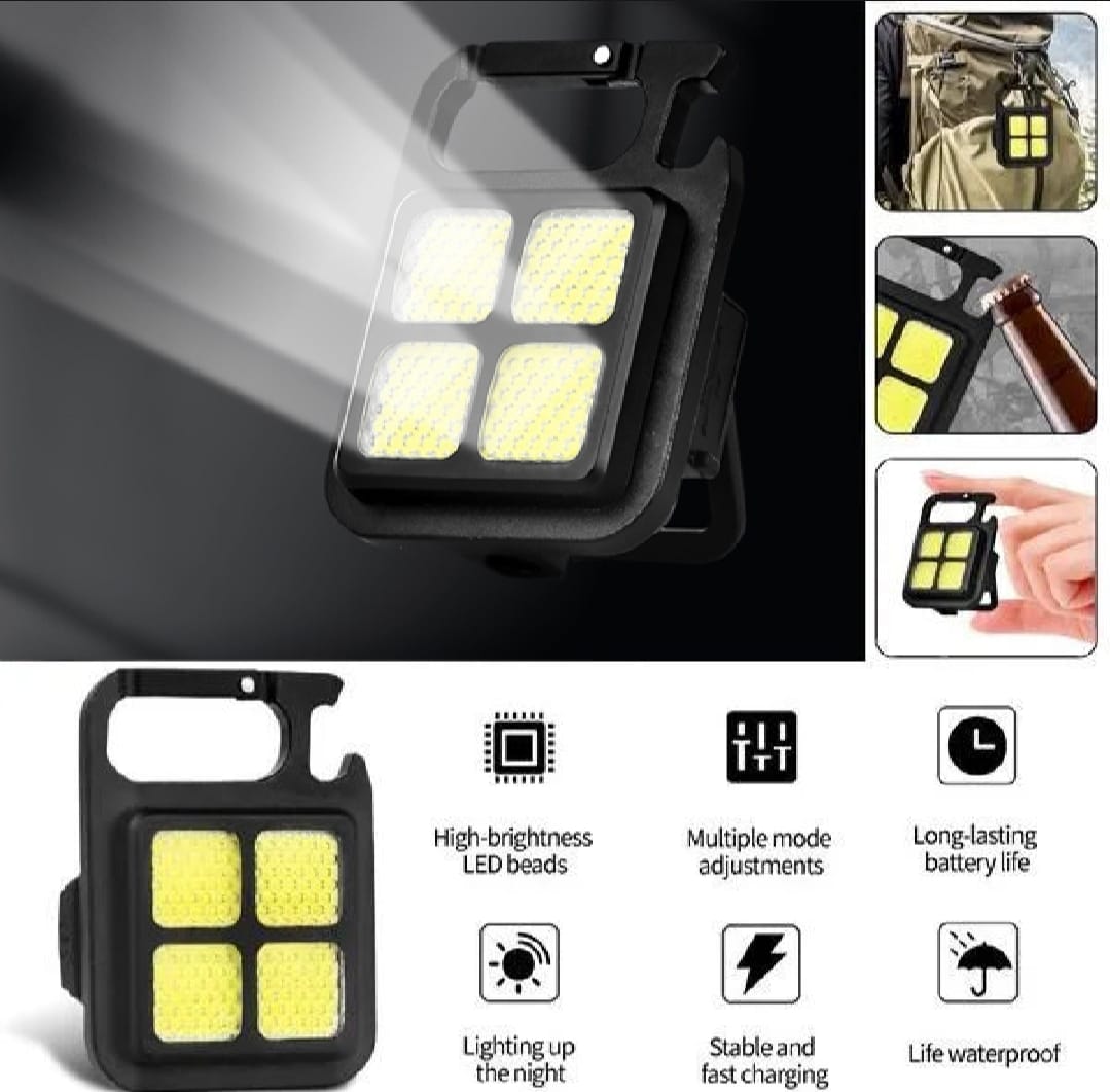 Portable COB High Bright Flashlight Multifunction Keychain Lamp Buit-in 150mAh Lithium Battery Waterproof Outdoor Torch Lantern