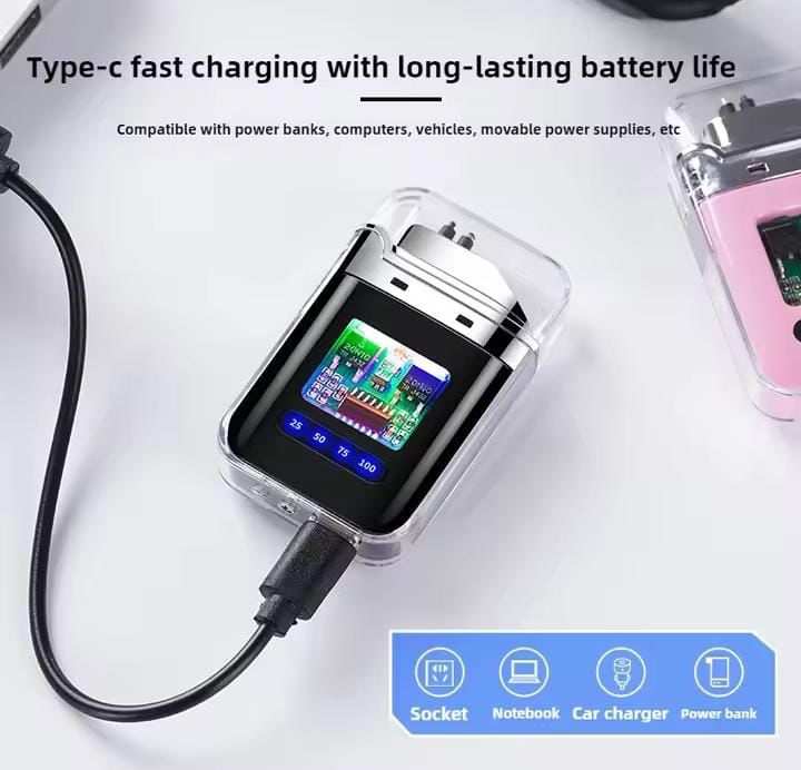 Electric Lighter - Charging Lighter Creative Personality - Cigarette Lighter | Electric Rechargeable Cigarette Lighter ( Random Color )