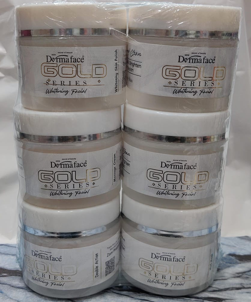 Derma Face Gold Series Whitening Facial 6 steps Whitening And Glowing Facial Kit