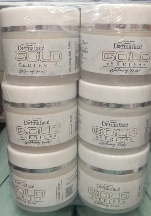 Derma Face Gold Series Whitening Facial 6 steps Whitening And Glowing Facial Kit