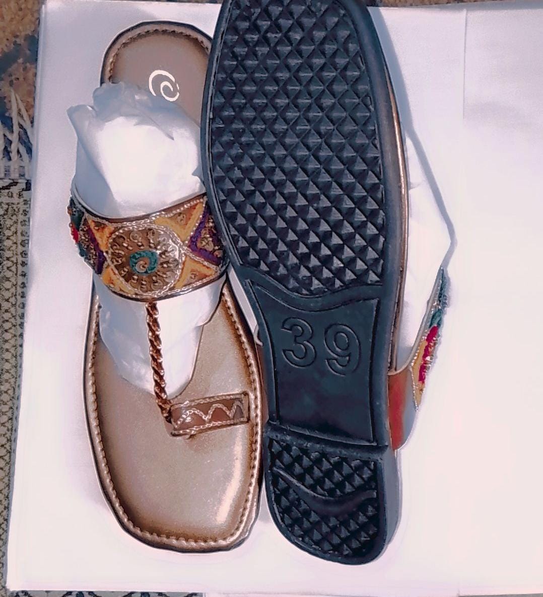 Kolhapuri Chappal Design No. 25-75 – Elegant Beige Color Traditional Footwear (With Box ) - 7