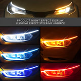 2 Pcs White Color Audi-Style Flexible 60 cm Headlight DRL Light Strips with Running Indicators