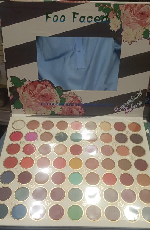 Foo Face 63-Color Eyeshadow Palette – Matte, Shimmer &amp; Glitter Shades for All Looks