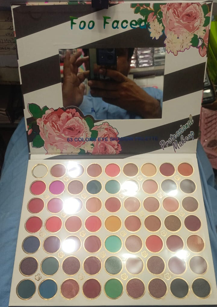 Foo Face 63-Color Eyeshadow Palette – Matte, Shimmer &amp; Glitter Shades for All Looks